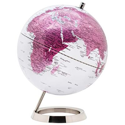 Exerz 25 cm balão terrestre com base de aço inoxidável em inglês embalado em caixa Kraft de primeira qualidade, (25 cm rosa) Exerz 25 cm balão terrestre com base de aço inoxidável em inglês embalado em caixa Kraft de primeira qualidade, (25 cm rosa)