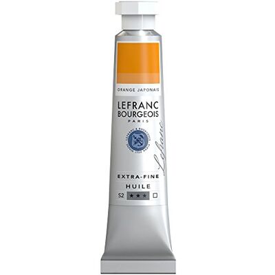 Lefranc Bourgeois Óleo extra fino de 20 ml, tubo de pintura, laranja japonês Lefranc Bourgeois Óleo extra fino de 20 ml, tubo de pintura, laranja japonês