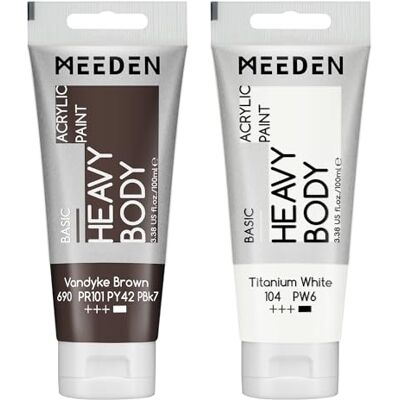 MEEDEN MEEDN Tinta acrílica Vandyke castanho: 100 ml de espessura de pintura acrílica de tubo, com titânio adicional branco, para vidro de tecido de madeira MEEDEN MEEDN Tinta acrílica Vandyke castanho: 100 ml de espessura de pintura acrílica de tubo, com titânio adicional branco, para vidro de tecido de madeira