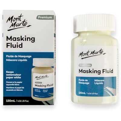 MONT MARTE Liquido mascarar aguarela de 120 ml, Masking Fluid para cobertura e precisão bordas, leve tinta amarela MONT MARTE Liquido mascarar aguarela de 120 ml, Masking Fluid para cobertura e precisão bordas, leve tinta amarela