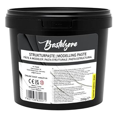 Bastelzone XXL Pasta de estrutura premium em cubo, 3,5 kg, cor branco, massa de enchimento e modelagem para pintura acrílica e tela, efeitos 3D, texturas e relevos (grossa) Bastelzone XXL Pasta de estrutura premium em cubo, 3,5 kg, cor branco, massa de enchimento e modelagem para pintura acrílica e tela, efeitos 3D, texturas e relevos (grossa)