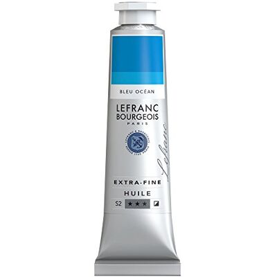 Lefranc Bourgeois Óleo extra fino de 40 ml, tubo de pintura, azul-oceano Lefranc Bourgeois Óleo extra fino de 40 ml, tubo de pintura, azul-oceano