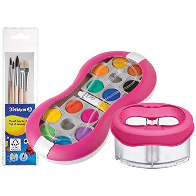 Pelikan Tintas (Space 735 SP/24 com 24 cores e 1 tubo de branco (Starter conjunto de magenta com Space de água caneca conjunto de brochas) Pelikan Tintas (Space 735 SP/24 com 24 cores e 1 tubo de branco (Starter conjunto de magenta com Space de água caneca conjunto de brochas)