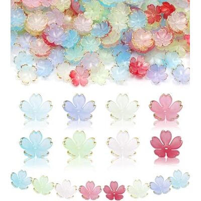UCLEVER 200 contas acrílicas de flores de cerejeira, tampas de contas e encantos florais Sakura para pulseiras, colares e jóias DIY (flor de cerejeira acrílica) UCLEVER 200 contas acrílicas de flores de cerejeira, tampas de contas e encantos florais Sakura para pulseiras, colares e jóias DIY (flor de cerejeira acrílica)