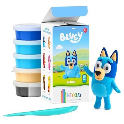 Hey Clay Bluey e Amigos Massa para modelar de secagem ao ar para crianças Kit criativo de artesanato 3 (Bluey) Hey Clay Bluey e Amigos Massa para modelar de secagem ao ar para crianças Kit criativo de artesanato 3 (Bluey)
