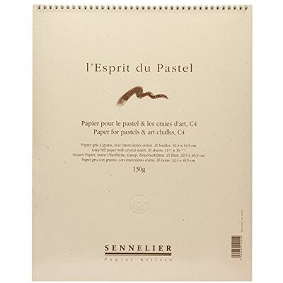Sennelier Cinzento pastel papel almofada 40 x 32 cm 25 folhas 130 gsm grão papel de feltro com interpolado Sennelier Cinzento pastel papel almofada 40 x 32 cm 25 folhas 130 gsm grão papel de feltro com interpolado
