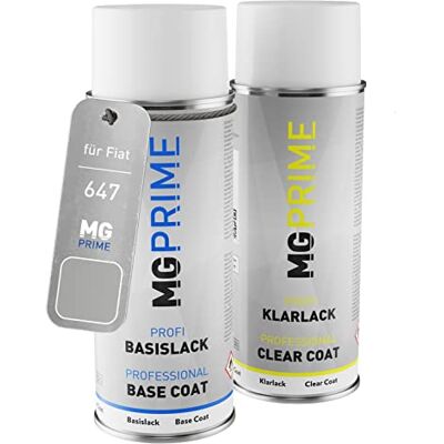 PRiME Tinta automotiva em spray para Fiat 647 Grigio Steel Metallic +1K Stahlgrau Metallic, kit camada de base verniz, aerossóis 400 ml PRiME Tinta automotiva em spray para Fiat 647 Grigio Steel Metallic +1K Stahlgrau Metallic, kit camada de base verniz, aerossóis 400 ml