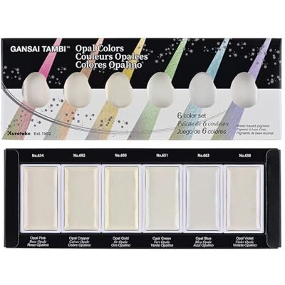 Kuretake ZIG GANSAI TAMBI Conjunto de 6 cores (cores ovais) Conjunto de 6 cores de madrepérola com efeito polarizador, para uso profissional, qualidade de artista Kuretake ZIG GANSAI TAMBI Conjunto de 6 cores (cores ovais) Conjunto de 6 cores de madrepérola com efeito polarizador, para uso profissional, qualidade de artista