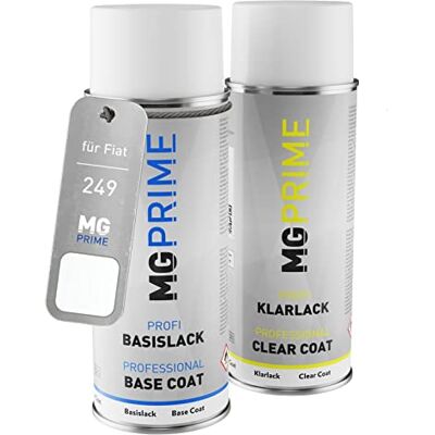 PRiME Tinta automotiva em spray para Fiat 249 branco banchisa verniz Banchisa branca, kit camada de base verniz, aerossóis 400 ml PRiME Tinta automotiva em spray para Fiat 249 branco banchisa verniz Banchisa branca, kit camada de base verniz, aerossóis 400 ml