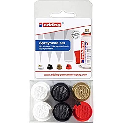 Edding Conjunto de cabeças de pulverização permanente de 5200 conjunto de 6 cabeças de pulverização intercambiáveis em 4 larguras de spray diferentes desde linhas finas (1 cm) até às áreas (14 cm) Edding Conjunto de cabeças de pulverização permanente de 5200 conjunto de 6 cabeças de pulverização intercambiáveis em 4 larguras de spray diferentes desde linhas finas (1 cm) até às áreas (14 cm)
