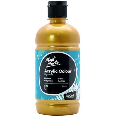 MONT MARTE Tinta acrílica dourada 500 ml, ideal para pintura acrílica, brilhante e resistente à luz com grande opacidade MONT MARTE Tinta acrílica dourada 500 ml, ideal para pintura acrílica, brilhante e resistente à luz com grande opacidade