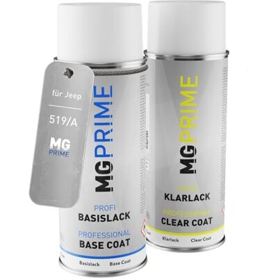 PRiME Tinta automotiva em spray para Jeep 519/A Grigio Metallic verniz Kit camada de base verniz, aerossóis 400 ml PRiME Tinta automotiva em spray para Jeep 519/A Grigio Metallic verniz Kit camada de base verniz, aerossóis 400 ml