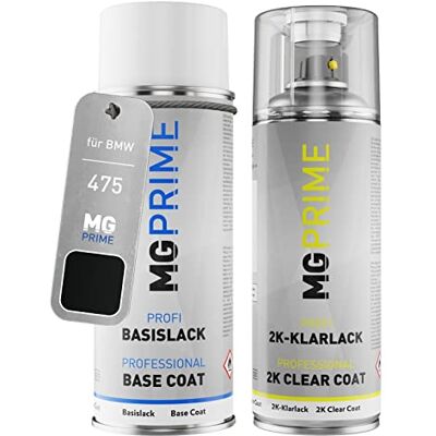PRiME Tinta automotiva em spray para BMW 475 Blacksapphire Perlcolor +2K Black Sapphire Metallic, kit camada de base verniz 2K, aerossóis 400 ml PRiME Tinta automotiva em spray para BMW 475 Blacksapphire Perlcolor +2K Black Sapphire Metallic, kit camada de base verniz 2K, aerossóis 400 ml