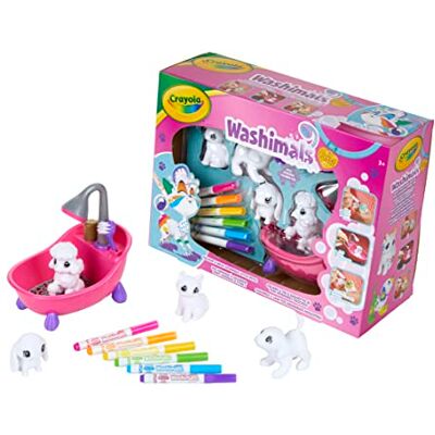 CRAYOLA Washimals Washimals Banheira e 4 animais de estimação, a partir de 3 anos, kit de atividades para colorir e banhar cães, jogo e presente para crianças CRAYOLA Washimals Washimals Banheira e 4 animais de estimação, a partir de 3 anos, kit de atividades para colorir e banhar cães, jogo e presente para crianças