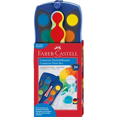 Faber-Castell Caixa de aguarelas conector de 24 cores, azul Inclui branco opaco, compartimento para pincéis e espaço para nome; as cores podem ser ajustadas umas às outras Faber-Castell Caixa de aguarelas conector de 24 cores, azul Inclui branco opaco, compartimento para pincéis e espaço para nome; as cores podem ser ajustadas umas às outras