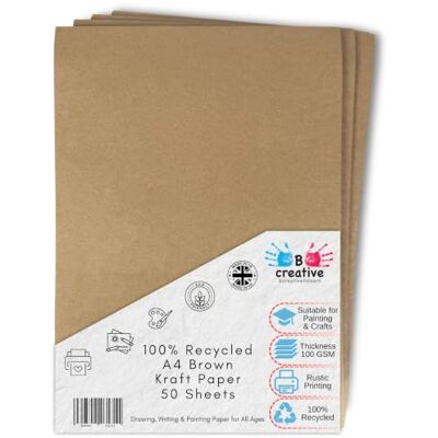 Creative Papel kraft reciclado A4, 100 g/m², 50 folhas Creative Papel kraft reciclado A4, 100 g/m², 50 folhas