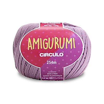 CÍRCULO Fio Amigurumi de , 100% algodão virgem brasileiro mercerizado para croché e tecido, Soft Art, peso desportivo, 125 g, 254 m, cor 6802, malva CÍRCULO Fio Amigurumi de , 100% algodão virgem brasileiro mercerizado para croché e tecido, Soft Art, peso desportivo, 125 g, 254 m, cor 6802, malva