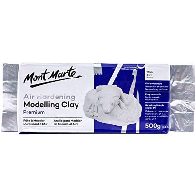 MONT MARTE Argila para modelar branca, 500 g, Textura fina e uniforme, fácil de lisar, argila seca ao ar para cerâmica, modelagem, artesanato MONT MARTE Argila para modelar branca, 500 g, Textura fina e uniforme, fácil de lisar, argila seca ao ar para cerâmica, modelagem, artesanato
