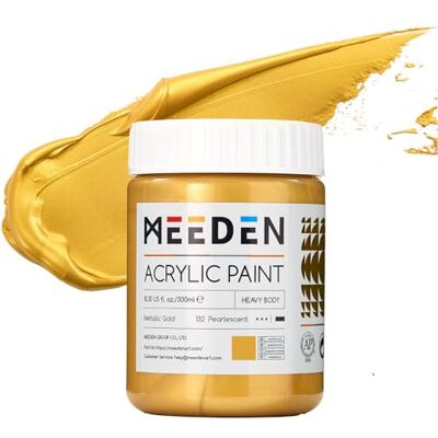 MEEDEN Pintura acrílica ouro metálico: 10,1 oz / 300 ml pintura de folha de Pinturas douradas para pintar móveis para adultos artistas na decoração de presente de Natal MEEDEN Pintura acrílica ouro metálico: 10,1 oz / 300 ml pintura de folha de Pinturas douradas para pintar móveis para adultos artistas na decoração de presente de Natal