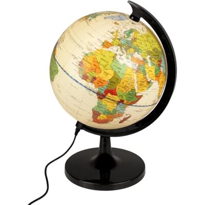 RAYLU PAPER Balão terrestre em creme de 20 cm com luz e cabo USB, bola do mundo iluminada rotativa em espanhol com mapeamento e meridiano, esfera do mundo para aprendizagem e decoração (creme, 20 cm) RAYLU PAPER Balão terrestre em creme de 20 cm com luz e cabo USB, bola do mundo iluminada rotativa em espanhol com mapeamento e meridiano, esfera do mundo para aprendizagem e decoração (creme, 20 cm)