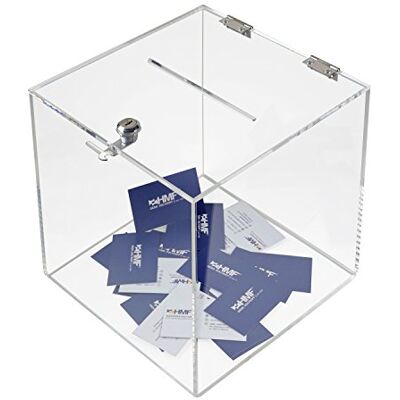 HMF Urna de doação de acrílico com fecho, 25 x 25 cm, DIN A5, transparente HMF Urna de doação de acrílico com fecho, 25 x 25 cm, DIN A5, transparente