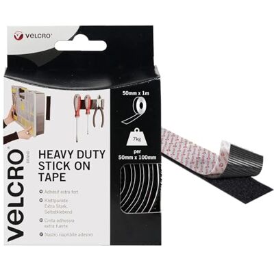 VELCRO , fita adesiva extra forte, 50 mm x 1 m, preto VELCRO , fita adesiva extra forte, 50 mm x 1 m, preto