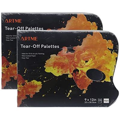 ARTME Paletes de pintura de papel descartáveis 36 folhas 23 x 20,5 cm 2 peças/arrancar palete de papel/ 50 g papel revestido de cera com orifício para o polegar- acrílicos, pinturas a óleo ARTME Paletes de pintura de papel descartáveis 36 folhas 23 x 20,5 cm 2 peças/arrancar palete de papel/ 50 g papel revestido de cera com orifício para o polegar- acrílicos, pinturas a óleo