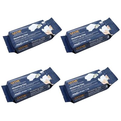ARTME Argila 2000 g (500 g x 4) pasta de modelar para artes e trabalhos manuais criativos, secagem ao ar, embalagem individual ARTME Argila 2000 g (500 g x 4) pasta de modelar para artes e trabalhos manuais criativos, secagem ao ar, embalagem individual