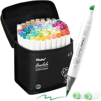 Ohuhu 72 Marcadores artísticos coloridos com ponta dupla marcadores para crianças, artistas, estudantes de desenho, ideais para desenhar, colorir, caligrafia, sublinhar ou fazer ilustrações Ohuhu 72 Marcadores artísticos coloridos com ponta dupla marcadores para crianças, artistas, estudantes de desenho, ideais para desenhar, colorir, caligrafia, sublinhar ou fazer ilustrações