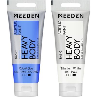 MEEDEN Tinta Acrílica Azul Cobalto: 100 ml de Espessura de Tinta Acrílica para Tubos, com Titânio Branco Adicional, para Vidro de Tecido de Madeira MEEDEN Tinta Acrílica Azul Cobalto: 100 ml de Espessura de Tinta Acrílica para Tubos, com Titânio Branco Adicional, para Vidro de Tecido de Madeira
