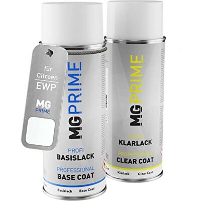 PRiME Tinta automotiva em spray para Citroen EWP Blanc Banquise verniz Polar White, kit camada de base verniz, aerossóis 400 ml PRiME Tinta automotiva em spray para Citroen EWP Blanc Banquise verniz Polar White, kit camada de base verniz, aerossóis 400 ml