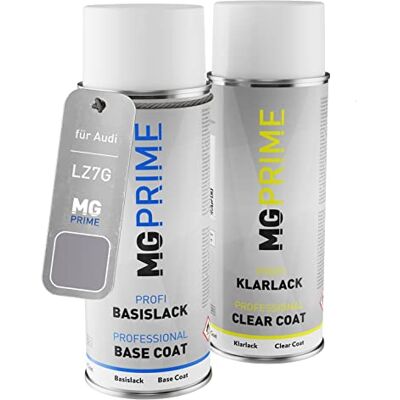 PRiME spray de tinta para Audi LZ7G / Z7G / L5 Florettsilber Me. +1G Florett Silver Metallic / Florettsilber Metallic, pintura automotiva, kit camada de base verniz, aerossóis 400 ml PRiME spray de tinta para Audi LZ7G / Z7G / L5 Florettsilber Me. +1G Florett Silver Metallic / Florettsilber Metallic, pintura automotiva, kit camada de base verniz, aerossóis 400 ml