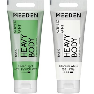MEEDEN Tinta acrílica verde claro: 100 ml de espessura da pintura acrílica do tubo, com titânio branco adicional, para vidro de tecido de madeira MEEDEN Tinta acrílica verde claro: 100 ml de espessura da pintura acrílica do tubo, com titânio branco adicional, para vidro de tecido de madeira
