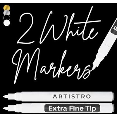 Artistro 2 Canetas de Tinta Acrílica Brancas para Pintura em Pedra Cerâmica Madeira Vidro Pneu Plástico Marcadores de Tinta de Ponta Extra Fina de 0,7mm Ideais para Rotulagem Artesanato DIY Projetos Artistro 2 Canetas de Tinta Acrílica Brancas para Pintura em Pedra Cerâmica Madeira Vidro Pneu Plástico Marcadores de Tinta de Ponta Extra Fina de 0,7mm Ideais para Rotulagem Artesanato DIY Projetos