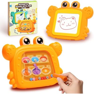 Ballery Brinquedos Montessori para crianças de 3 4 5 anos, labirinto magnético de cores e números 2 em 1 com design de caranguejo e quadro de desenho, brinquedo educativo de mobilidade fina para Ballery Brinquedos Montessori para crianças de 3 4 5 anos, labirinto magnético de cores e números 2 em 1 com design de caranguejo e quadro de desenho, brinquedo educativo de mobilidade fina para