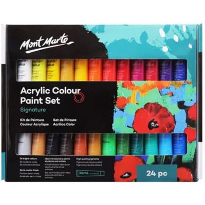 MONT MARTE Tinta acrílica premium, 24 peças x 36 ml, ideal para pintura acrílica, cores brilhantes e luminosas com grande opacidade MONT MARTE Tinta acrílica premium, 24 peças x 36 ml, ideal para pintura acrílica, cores brilhantes e luminosas com grande opacidade