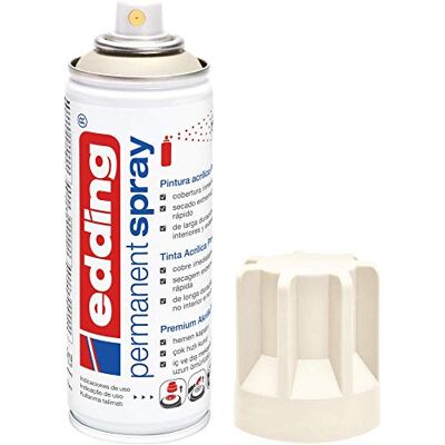 Edding 5200 spray permanente branco-creme-mate 200 ml tinta acrílica para pintar e decorar vidro, metal, madeira, cerâmica, plástico, tela aerossol, spray acrílico, spray de pintura Edding 5200 spray permanente branco-creme-mate 200 ml tinta acrílica para pintar e decorar vidro, metal, madeira, cerâmica, plástico, tela aerossol, spray acrílico, spray de pintura