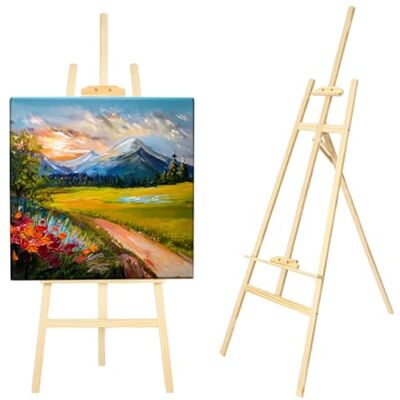 CHELY INTERMARKET Cavalete de madeira 170 cm cavalete dobrável natural para pintura tela profissional artistas crianças adultos acrílico óleo aguarela tripé suporte portátil estúdio artesanato CHELY INTERMARKET Cavalete de madeira 170 cm cavalete dobrável natural para pintura tela profissional artistas crianças adultos acrílico óleo aguarela tripé suporte portátil estúdio artesanato