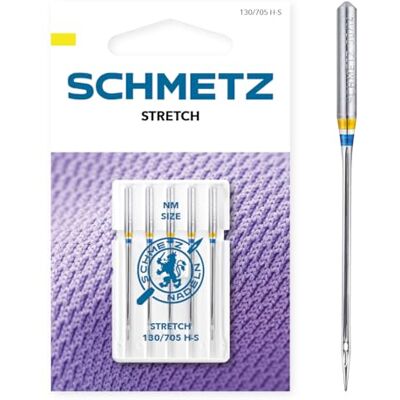 SCHMETZ 5 agulhas para máquinas de costura Stretch 130/705 H-S espessura 65/9 SCHMETZ 5 agulhas para máquinas de costura Stretch 130/705 H-S espessura 65/9