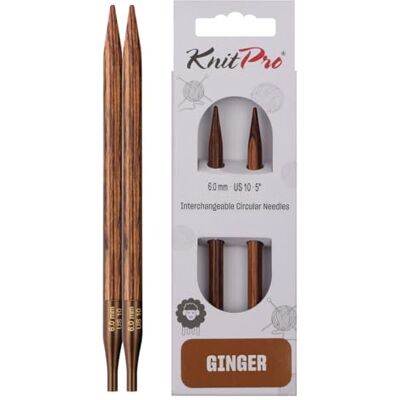 KnitPro Ginger Agulhas Circulares Intercambiáveis Curtas de Bétula KnitPro Ginger Agulhas Circulares Intercambiáveis Curtas de Bétula