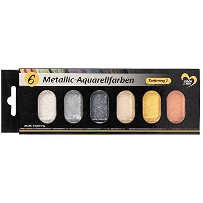 Ideen mit Herz Aguarela metálica, conjunto de 6 unidades, 6 cores (variedade 2) Ideen mit Herz Aguarela metálica, conjunto de 6 unidades, 6 cores (variedade 2)