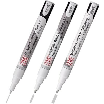 Kuretake Zig Watercolor Masking Fluid pen conjunto de 3 peças, ideal para pintura a água, Caligraphy, Lettering, Illustration e muito mais, Made in Japan, Kuretake Zig Watercolor Masking Fluid pen conjunto de 3 peças, ideal para pintura a água, Caligraphy, Lettering, Illustration e muito mais, Made in Japan,