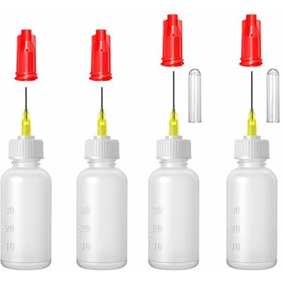 CLDURHGE 4 aplicadores de garrafas de agulha, dispensador de cola com ponta de precisão de 30 ml, garrafa de ponta de agulha para colar cola de filigrana, artesanato, tinta acrílica CLDURHGE 4 aplicadores de garrafas de agulha, dispensador de cola com ponta de precisão de 30 ml, garrafa de ponta de agulha para colar cola de filigrana, artesanato, tinta acrílica