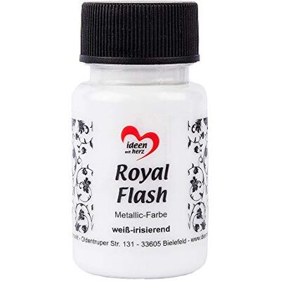 Ideen mit Herz Tinta acrílica metalizada Royal Flash com as melhores partículas de brilho metálica 50 ml (branco iridescente Ideen mit Herz Tinta acrílica metalizada Royal Flash com as melhores partículas de brilho metálica 50 ml (branco iridescente