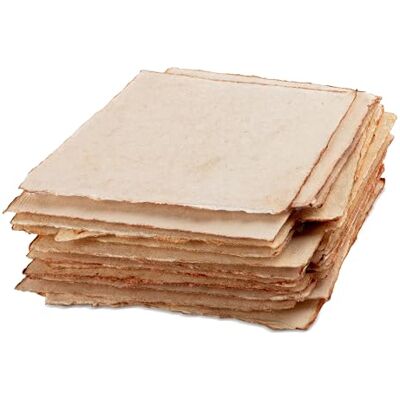 WANDERINGS Papel de aguarela vintage grosso 20 x 20 cm, feito à mão com borda crua, 300 GSM, papel de mídia misto texturizado prensado a frio envelhecido, feito com algodão reciclado, 25 folhas soltas. WANDERINGS Papel de aguarela vintage grosso 20 x 20 cm, feito à mão com borda crua, 300 GSM, papel de mídia misto texturizado prensado a frio envelhecido, feito com algodão reciclado, 25 folhas soltas.