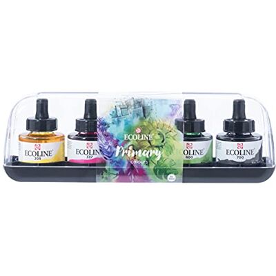 Ecoline Royal Talens Liquid Watercolor, garrafa de 30 ml, conjunto de 5 cores () Ecoline Royal Talens Liquid Watercolor, garrafa de 30 ml, conjunto de 5 cores ()