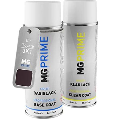 PRiME Tinta automotiva em spray para Toyota 3K1 Dark Mauve Mica Me. +1G Dark Mauve Metallic / Dark Mauve Mica Metallic, kit camada de base verniz, aerossóis 400 ml PRiME Tinta automotiva em spray para Toyota 3K1 Dark Mauve Mica Me. +1G Dark Mauve Metallic / Dark Mauve Mica Metallic, kit camada de base verniz, aerossóis 400 ml