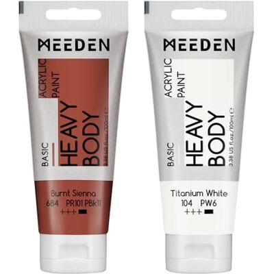 MEEDEN Tinta Acrílica Ocre Queimado: 100 ml de Tinta Acrílica em Tubo, com Branco de Titânio Adicional, para Madeira, Tecido e Vidro MEEDEN Tinta Acrílica Ocre Queimado: 100 ml de Tinta Acrílica em Tubo, com Branco de Titânio Adicional, para Madeira, Tecido e Vidro