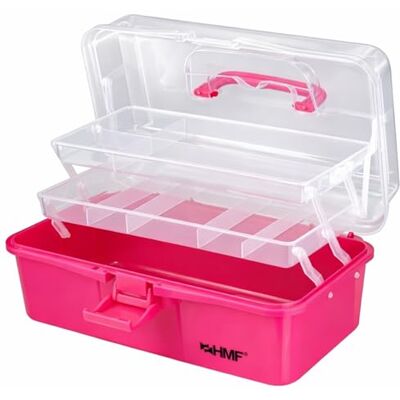 HMF Costureiro com 3 níveis, caixa classificadora para peças pequenas, 33 x 20 x 15 cm, rosa HMF Costureiro com 3 níveis, caixa classificadora para peças pequenas, 33 x 20 x 15 cm, rosa