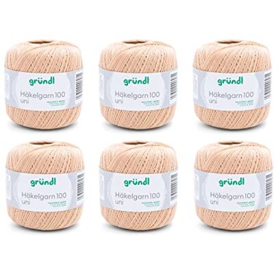 Gründl Fio de croché 100 6 × 100 g, areia Conjunto de crochê, fio de algodão mercerizado para crochê, 100 % algodão, 100 g / 566 m, agulha: 1,5 2 Gründl Fio de croché 100 6 × 100 g, areia Conjunto de crochê, fio de algodão mercerizado para crochê, 100 % algodão, 100 g / 566 m, agulha: 1,5 2